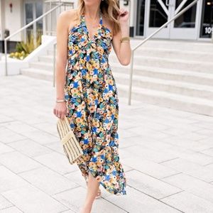 LUSH ​Floral Cut-Out Halter Midi Dress